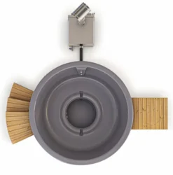 Houtgestookte Hottub Met Filteraansluiting - 6-8 Personen - Grijs -Opblaasbare Jacuzzi Verkoop ba inclusief