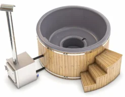 Houtgestookte Hottub - 4-6 Personen - Grijs -Opblaasbare Jacuzzi Verkoop grijs 3 4 exclusief 1