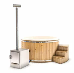 Houtgestookte Hottub - 4-6 Personen - Wit -Opblaasbare Jacuzzi Verkoop vooraanzicht excl